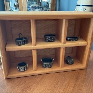 Peterboro Basket Shelf with pewter mini baskets